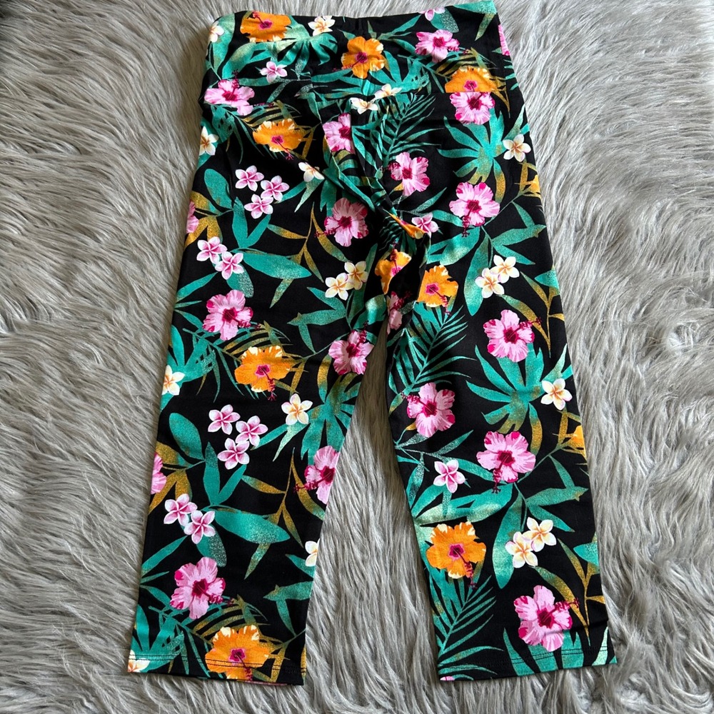 No Boundaries Capri Leggings Women Size XS (0-2) Tropical Floral Stretch Pants - Picture 4 of 4